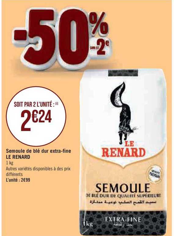 semoule de blé dur extra-fine le renard