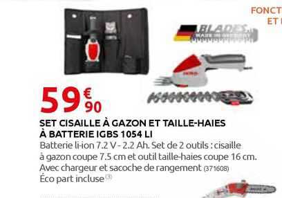 set cisaille à gazon et taille-haies à batterie igbs 1054 li