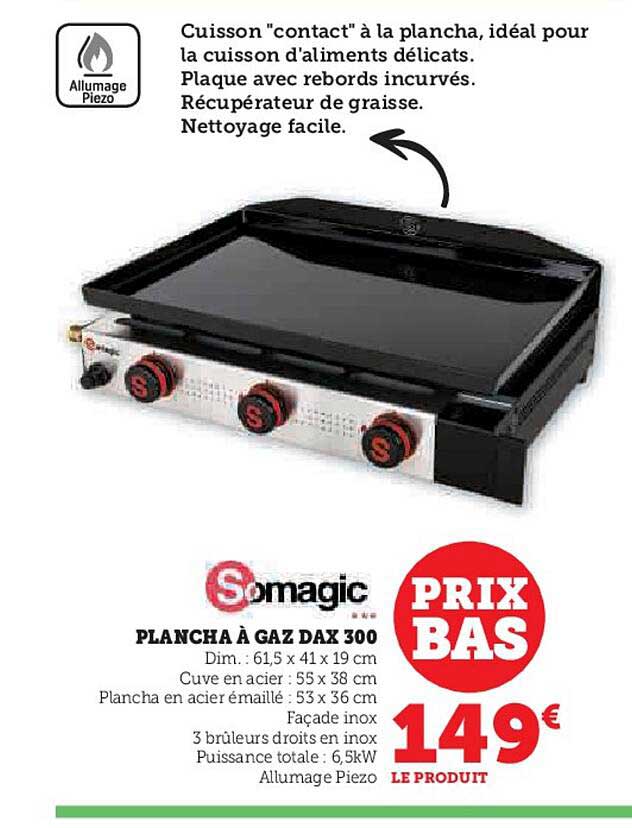 somagic plancha à gaz dax 300