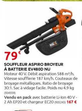 souffleur aspiro broyeur à batterie ev480d nu