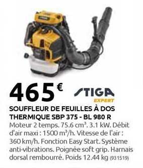 Souffleur De Feuilles à Dos Thermique Sbp 375 - Bl 980 R Stiga