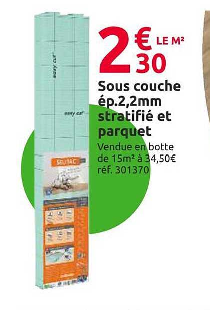 sous couche ép. 2,2 mm stratifié et parquet