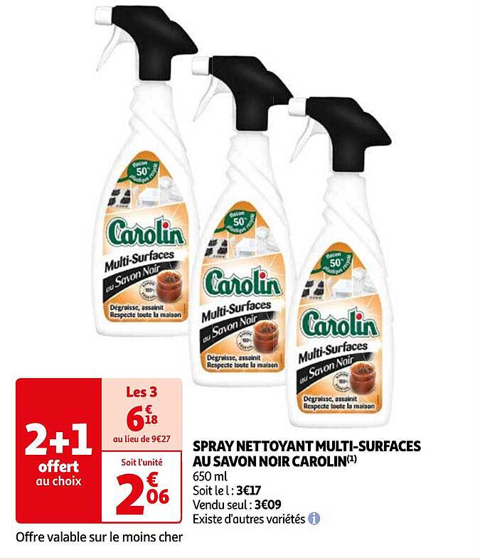 spray nettoyant multi-surfaces au savon noir carolin