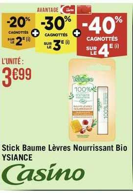 stick baume lèvre nourissant bio ysiance