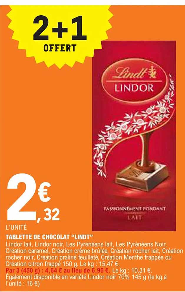 Tablette De Chocolat "lindt"