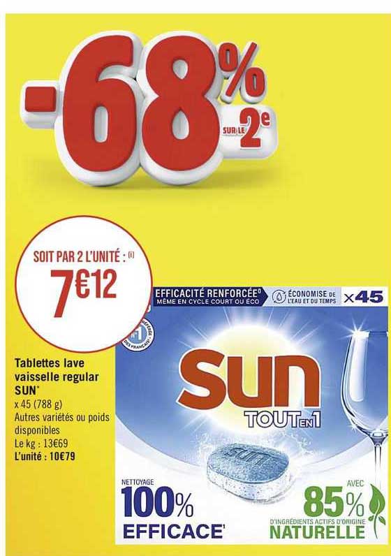 tablettes lave vaisselle regular sun