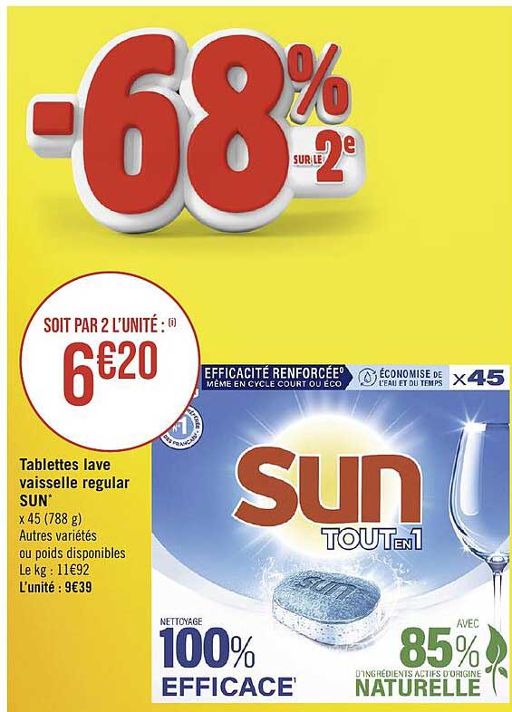 tablettes lave vaisselle regular sun