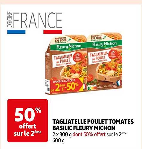 tagliatelle poulet tomates basilic fleury michon