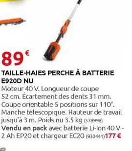 taille-haies perche à batterie e920d nu