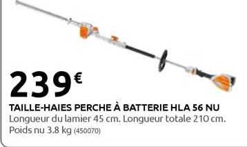 taille-haies perche à batterie hla 56 nu