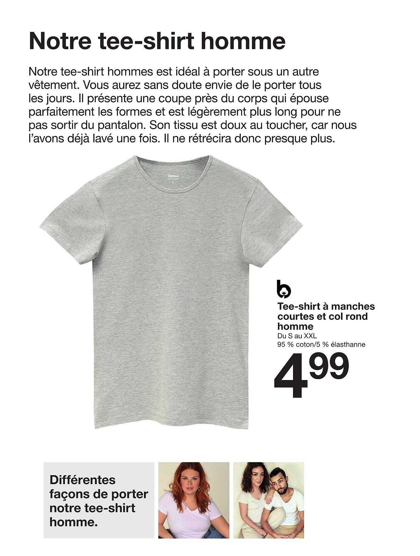 tee-shirt à manches courtes et col rond homme