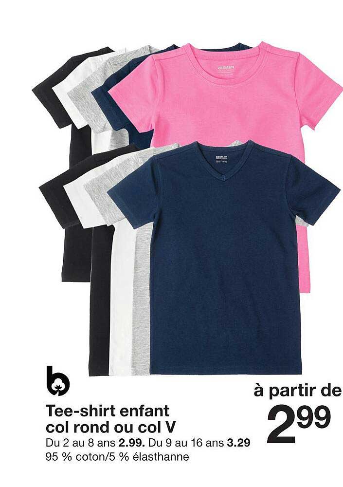 tee-shirt enfant col rond ou col v