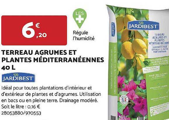 terreau agrumes et plantes méditerranéennes 40 l jardibest