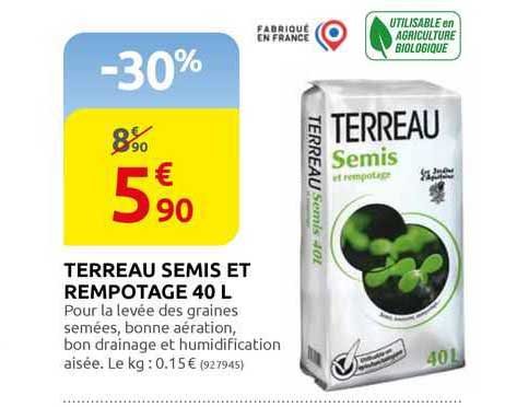terreau semis et rempotage 40 l