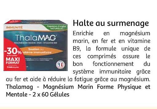 thalamag - magnésium marin forme physique et mentale - 2 x 60 gélules