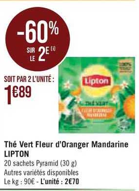 thé vert fleur d'oranger mandarine lipton