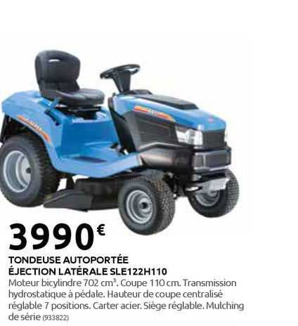 tondeuse autoportée éjection latérale sle122h110