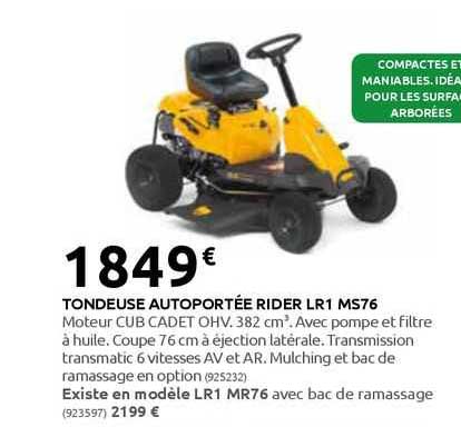 tondeuse autoportée rider lr1 ms76