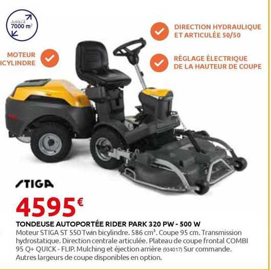 tondeuse autoportée rider park 320 pw - 500 w stiga