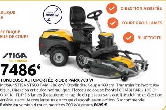 tondeuse autoportée rider park 700 w stiga