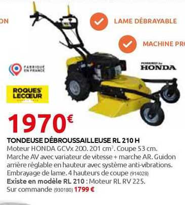 Tondeuse Débroussailleuse Rl 210 H Roques Lecoeur