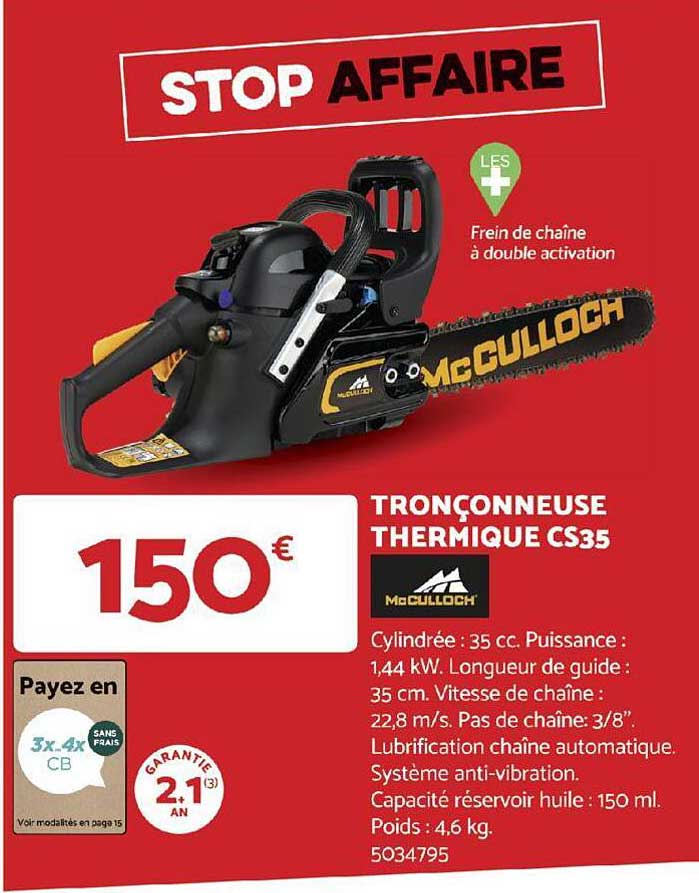 tronçonneuse thermique cs35 mcCullock