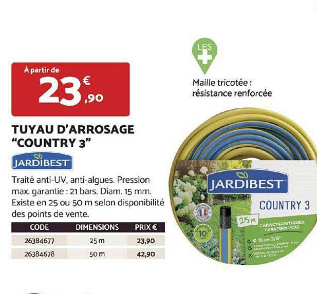 tuyau d'arrosage "country 3" jardibest