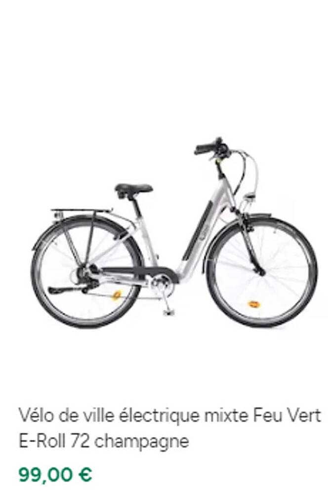 vélo de ville électrique mixte feu vert e-roll 72 champagne