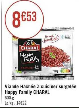 viande hachée à cuisiner surgelée happy family charal