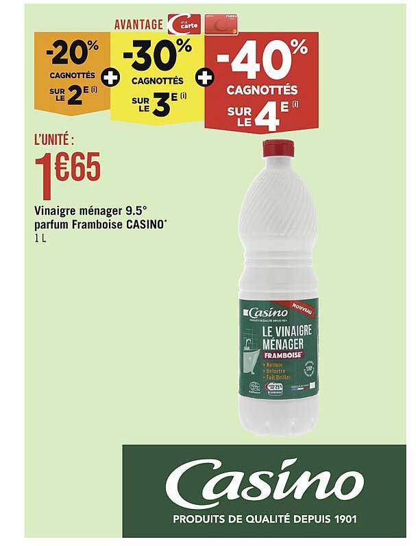 vinaigre ménager 9,5° parfum framboise casino
