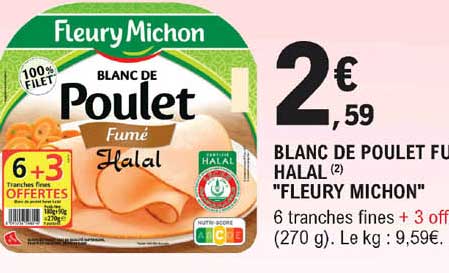 blanc de poulet fumé halal "fleury michon"