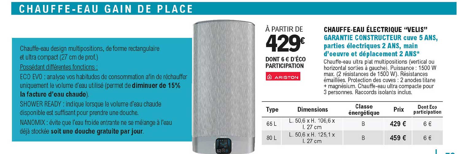 chauffe-eau électrique "velis" ariston
