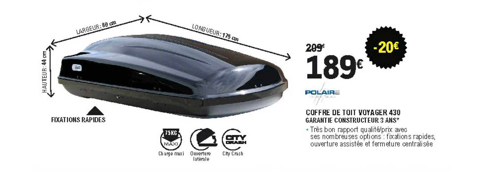 Coffre De Toit Voyager 430 Polaire