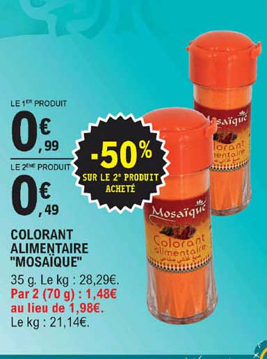 colorant alimentaire "mosaïque"