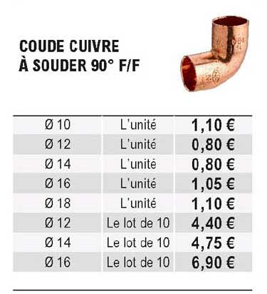 coude cuivre à souder 90° f-f