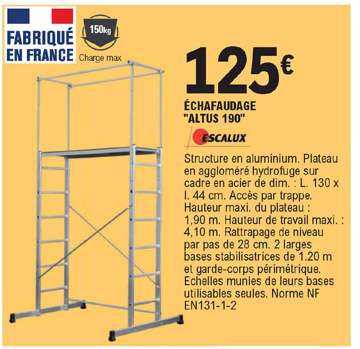 échafaudage "altus 190" escalux