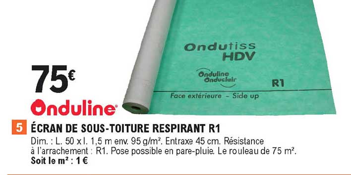 écran de sous-toiture respirant r1 onduline