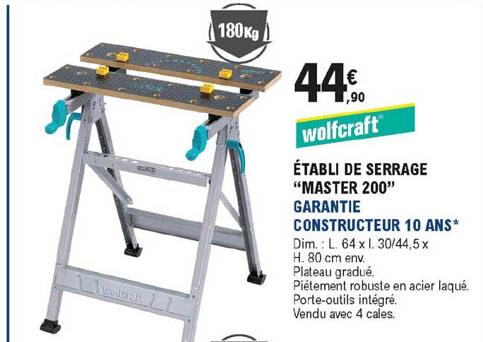 établi de serrage "master 200" wolfcraft