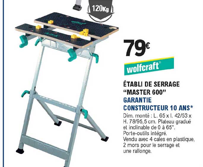 établi de serrage "master 600" wolfcraft