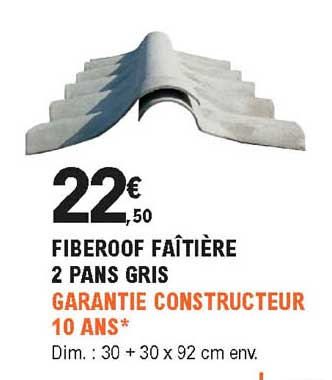 fiberoof faîtière 2 pans gris