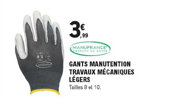 gants manutention travaux mécaniques légers