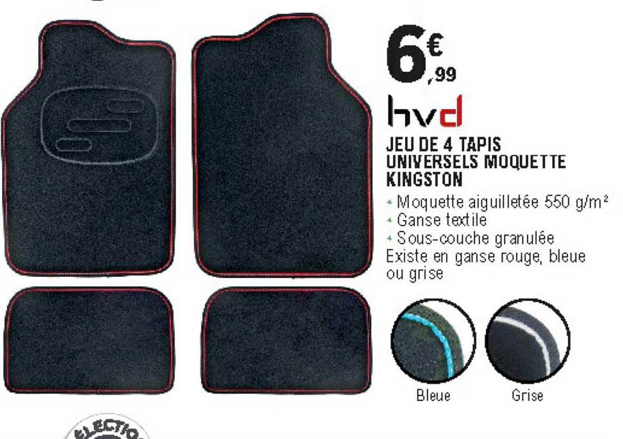 jeu de 4 tapis universels moquette kingston hvd
