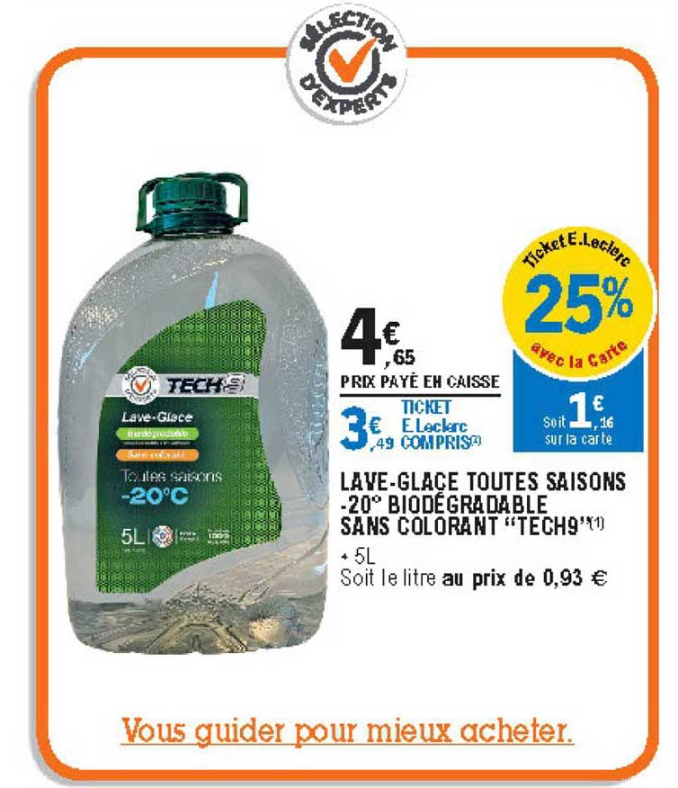 lave-glace toutes saisons -20° biodégradable sans colorant "tech9"