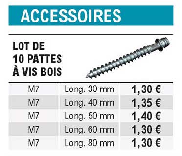 lot de 10 pattes à vis bois