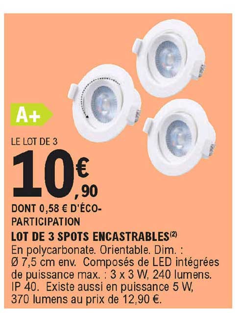 lot de 3 spots encastrables