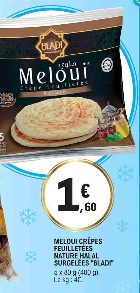 meloui crêpes feuilletées nature halal surgelées "bladi"