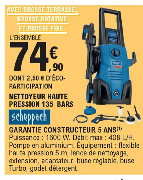 nettoyeur haute pression 135 bars scheppach