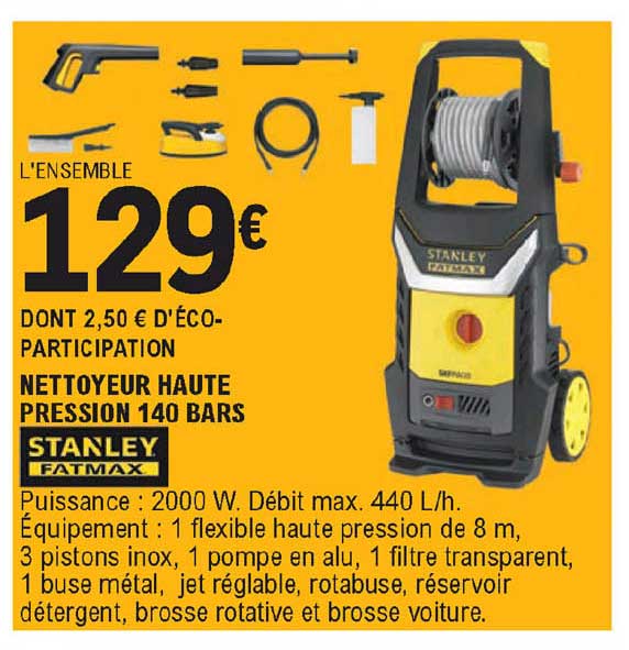 nettoyeur haute pression 140 bars stanley fatmax