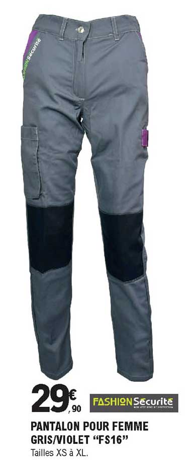 pantalon pour femme gris-violet "fs16" fashion sécurité