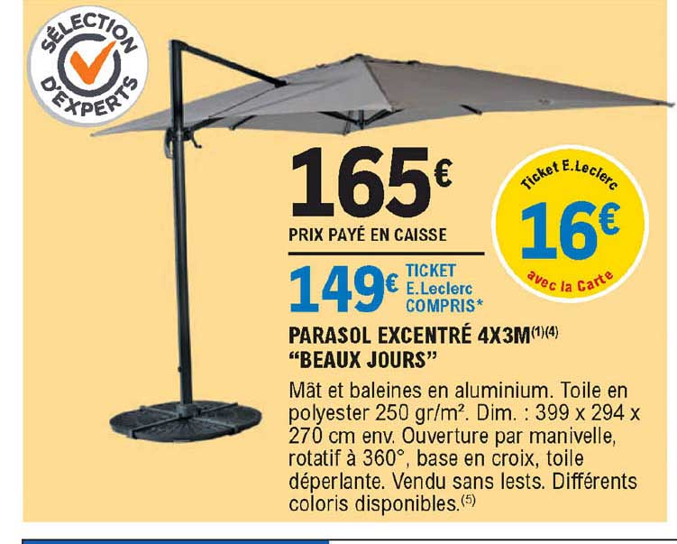 Parasol Excentré 4 X 3 M "beaux Jours"